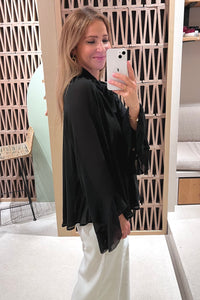 BOW TIE CHIFFON BLOUSE BLACK