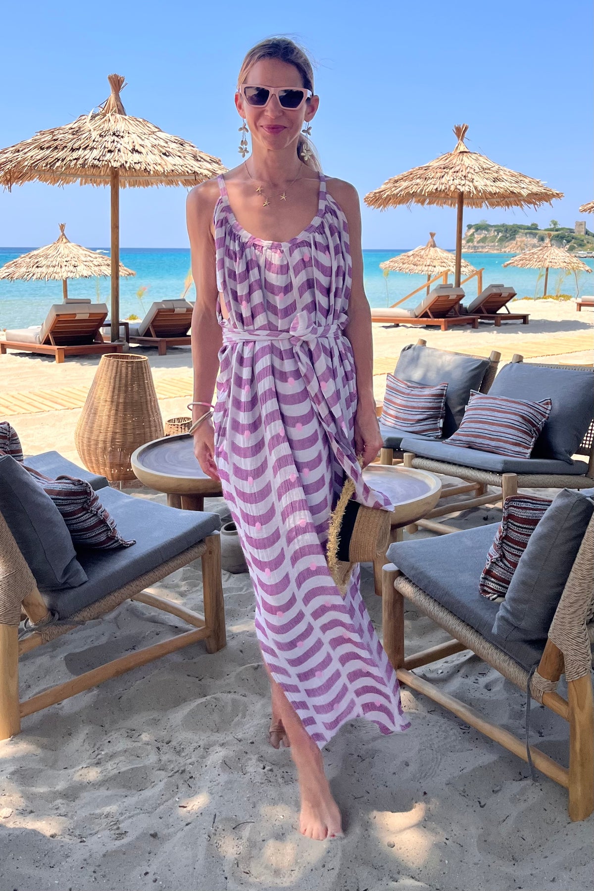 OVERSIZED BEACH DRESS "TINOS" AUBERGINE