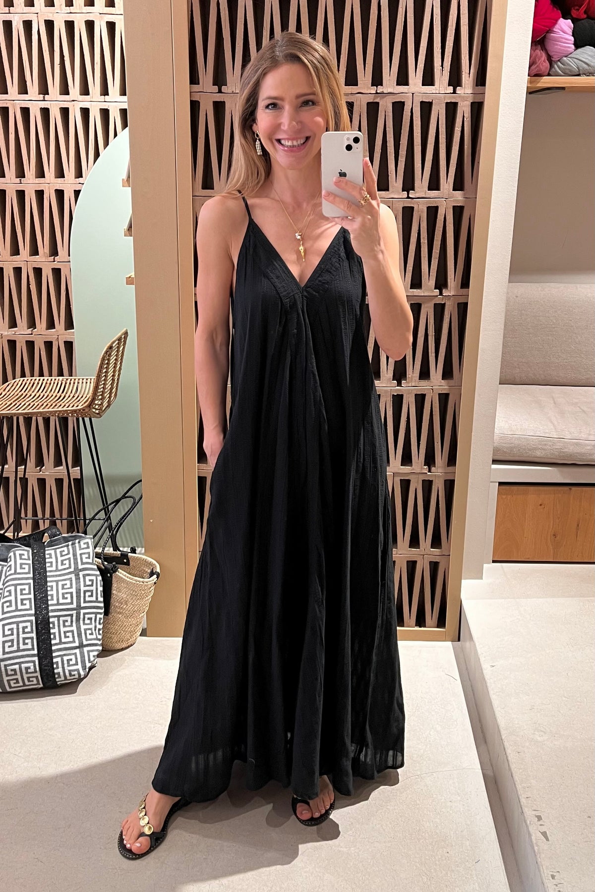 OVERSIZED LONG STRAPPY DRESS "MEDEA" BLACK