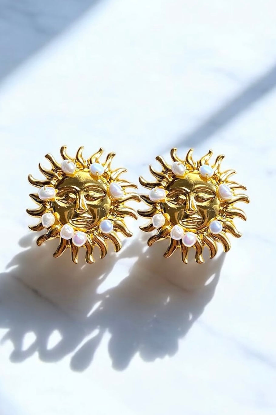 EARRINGS "HELIADES" SUN WITH PEARL