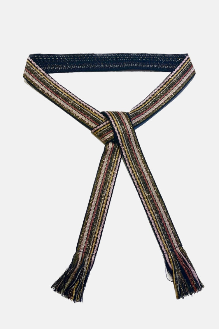 WOVEN BELT "STRIPES" - ROSE/GOLD/BLACK