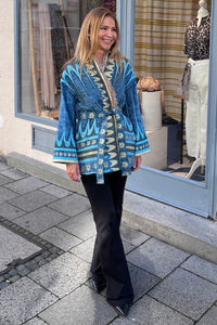 JACQUARD KIMONO JACKET "ILARIA" BLUE