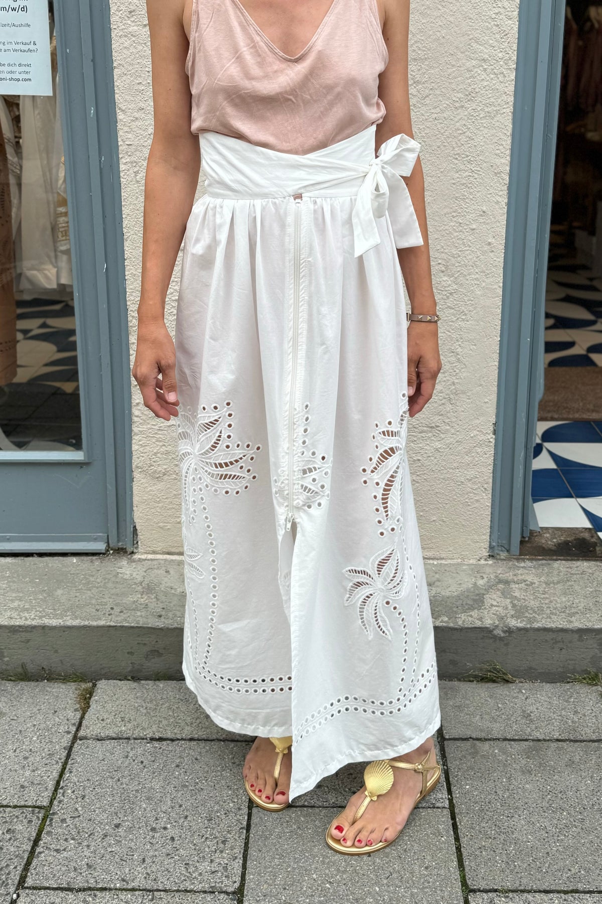 EMBROIDERED MIDI SKIRT "PALM SPRINGS"