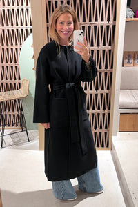 OVERSIZED COAT WITH BELT BLACK