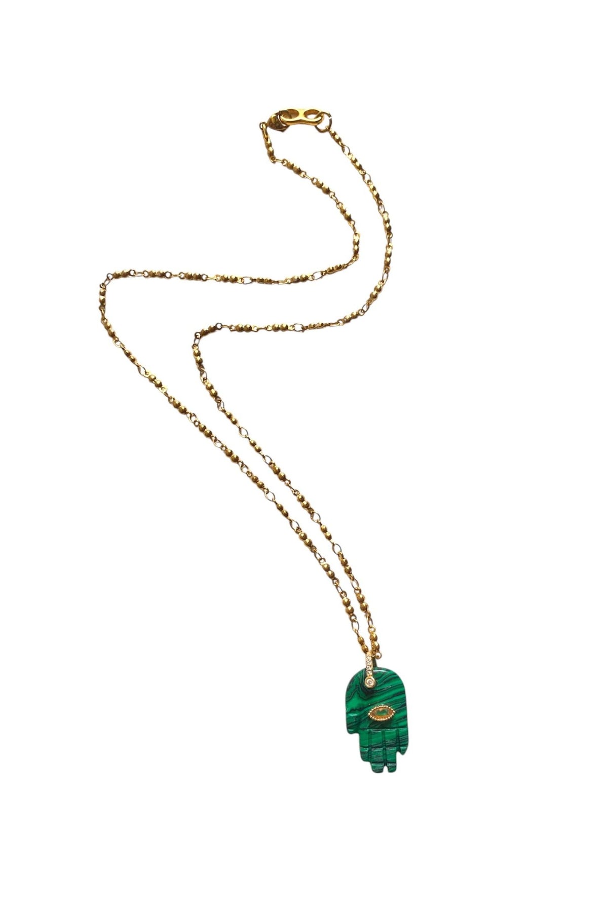 LONG MALACHIT NECKLACE “AISHA” GOLD/GREEN