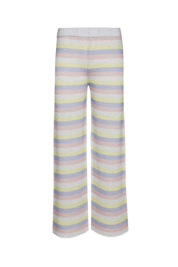 STRIPED VISCOSE PANTS "ASTRID" OFFWHITE/PINK/BLUE