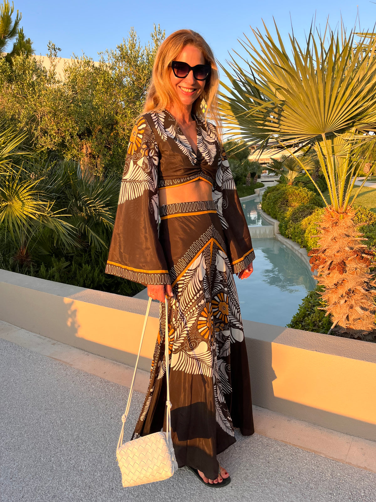 MAXI SKIRT "ALTHEA" BLACK/WHITE/ORANGE