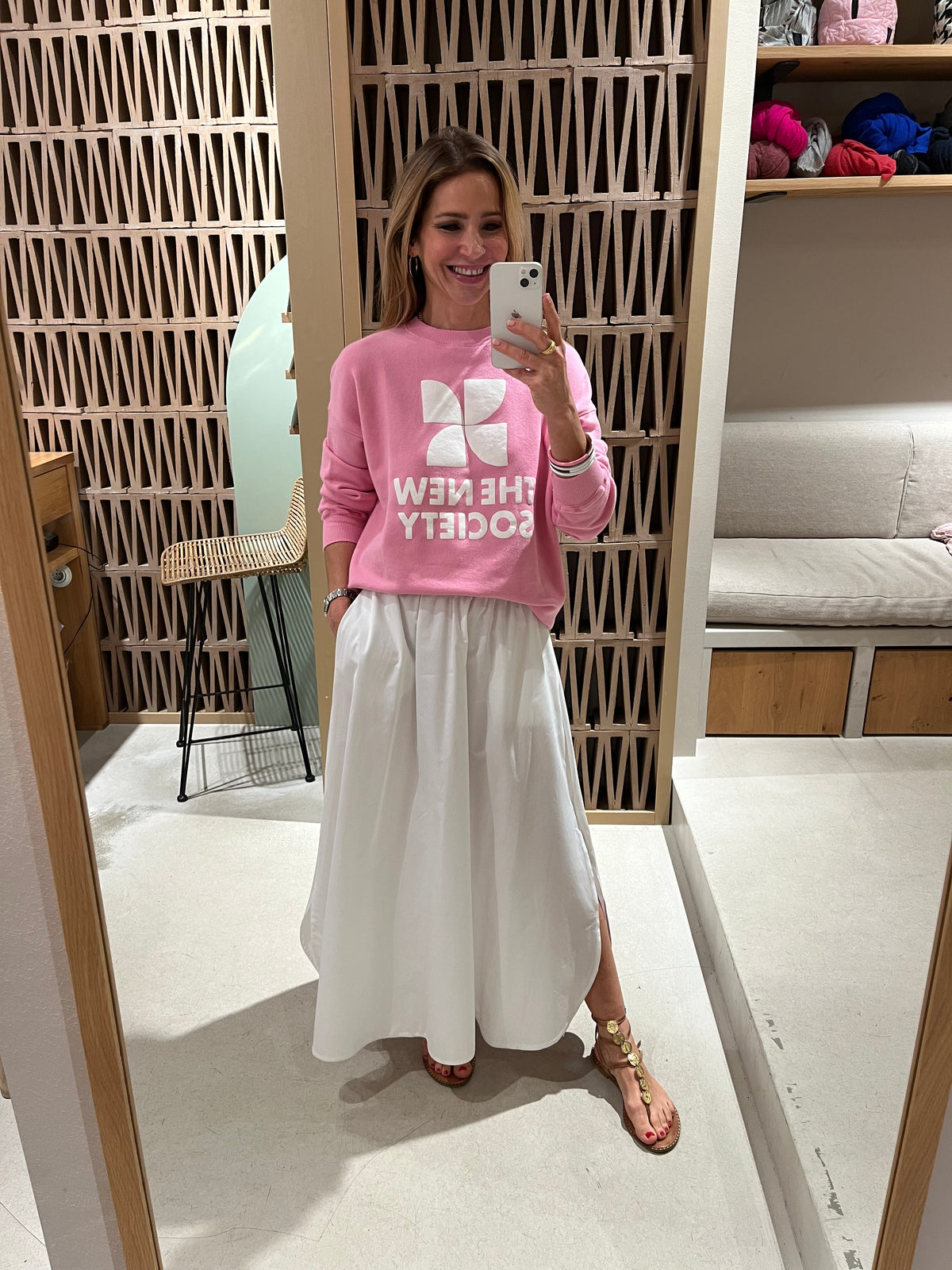 MIDI DRAWSTRING SKIRT "THASSOS" WHITE