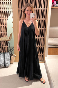 OVERSIZED LONG STRAPPY DRESS "MEDEA" BLACK