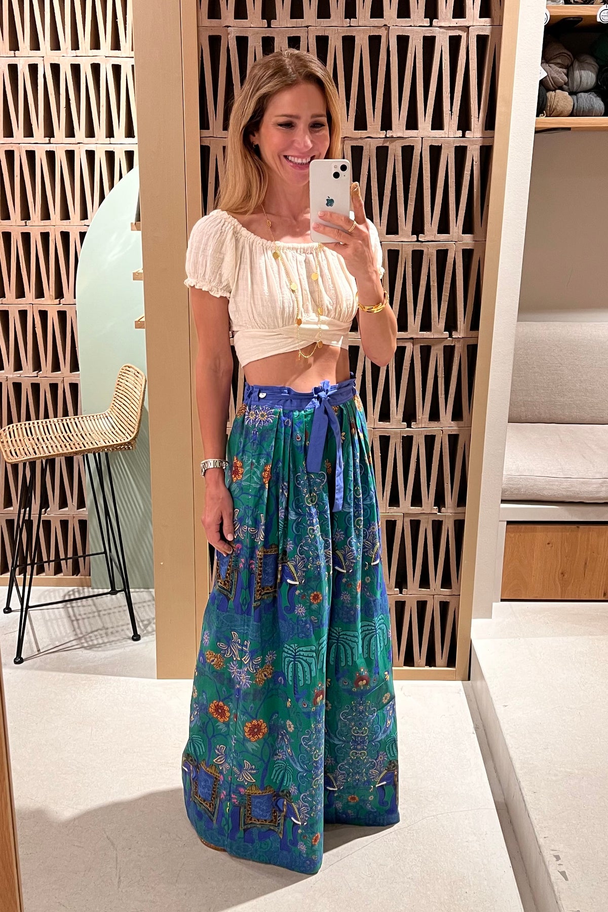 LONG WIDE LEG PANTS "ELAFONISI" GREEN/BLUE