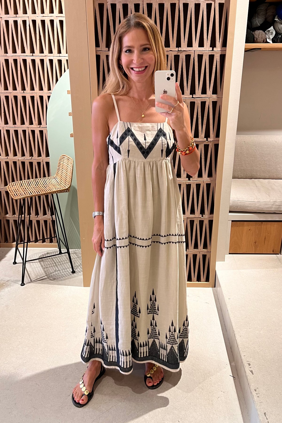 STRAPPY RAMIE MIDI DRESS "ROOTS" SAND/BLACK