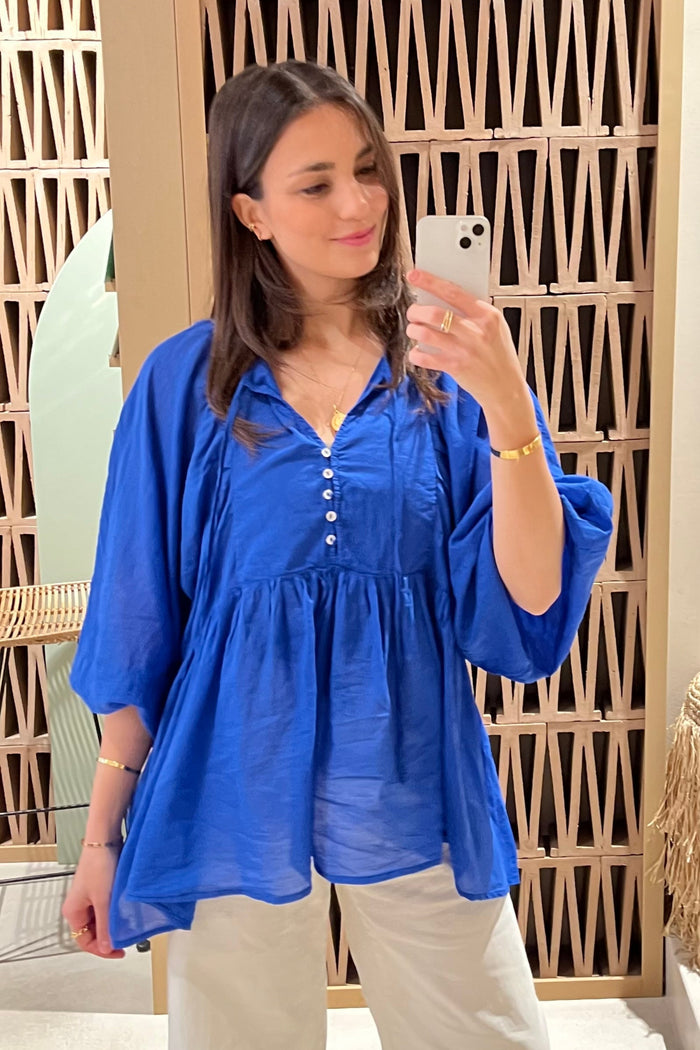 TUNIC BLOUSE "DAPHNE" BLUE
