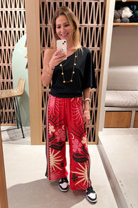 VISCOSE PANTS "PASSIONFLOWER" RED