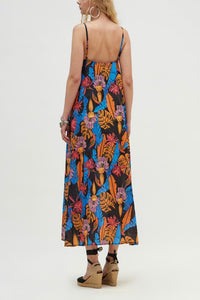 MIDI DRESS "SEATTLE" BLACK/MULTICOLOUR