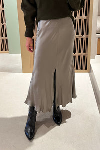 SATIN VISCOSE SKIRT "VIOLA" SAGE GREEN