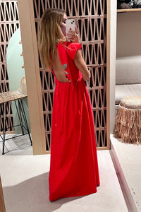 LONG BACKLESS DRESS "MALAGUENA” RED