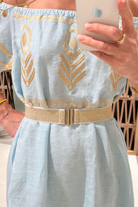 SLIM ELASTIC BELT “GOLD/WHITE GLITTER"