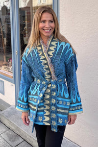 JACQUARD KIMONO JACKET "ILARIA" BLUE