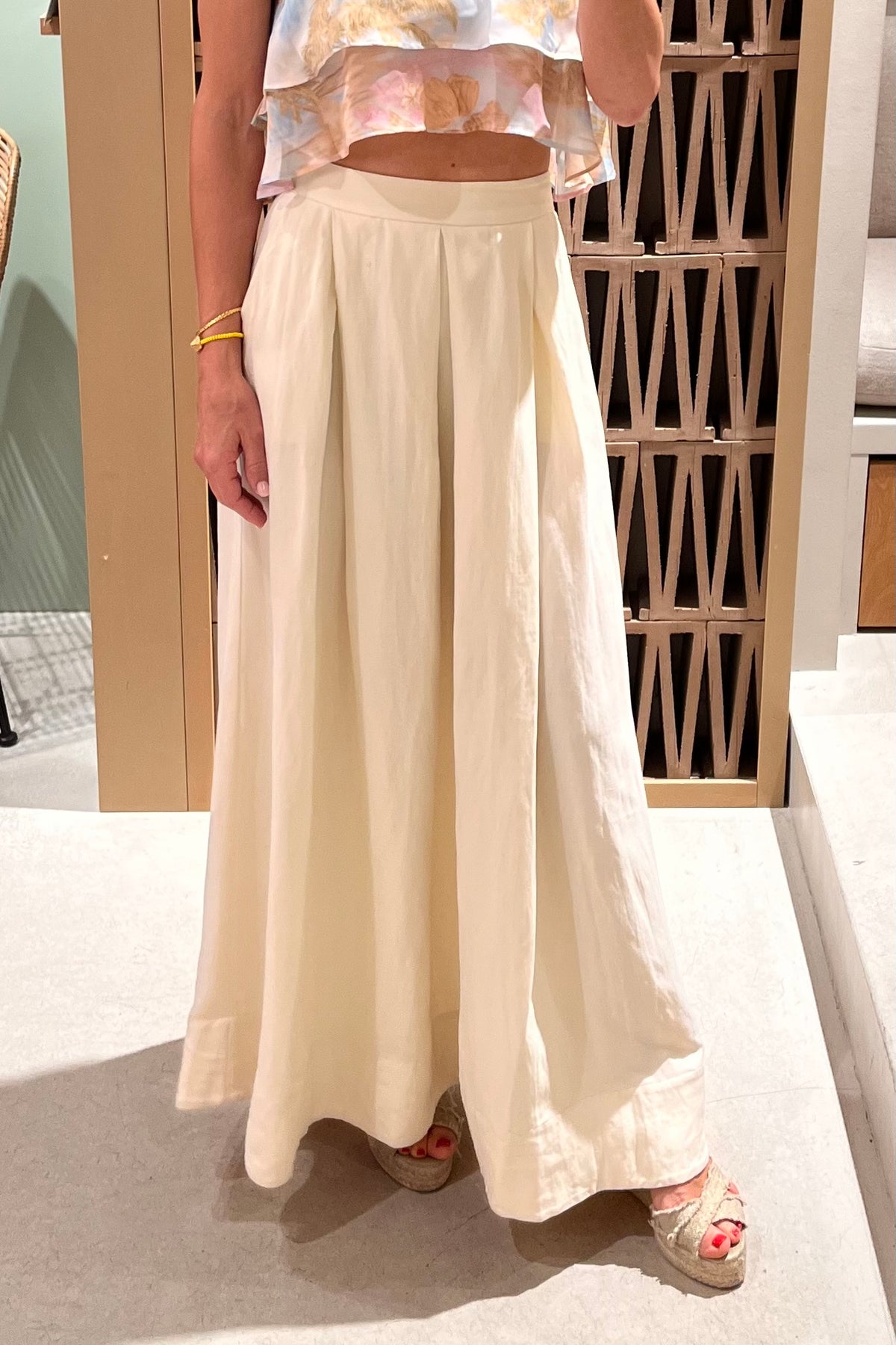 LONG PLEATED SKIRT "DELIA" ECRU