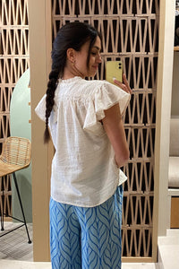 COTTON BLOUSE WITH RUFFLES "PATMOS" NATURAL