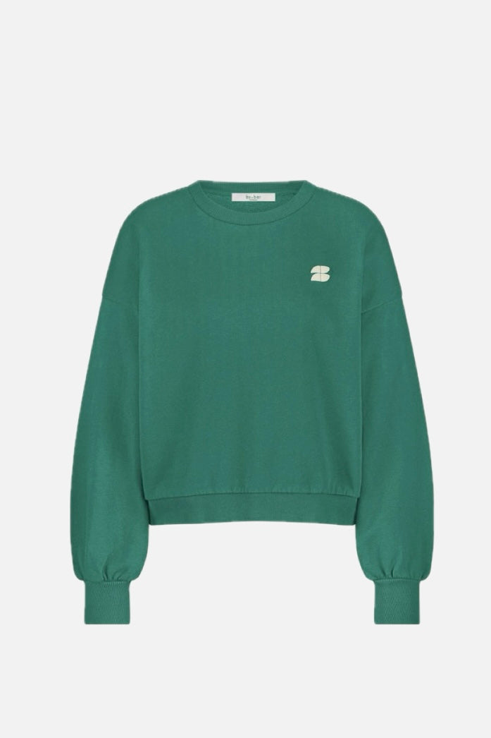OVERSIZED COTTON SWEATER "LUCKY" PEACOCK GREEN