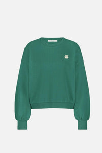 OVERSIZED COTTON SWEATER "LUCKY" PEACOCK GREEN