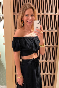 MUSSLINE CROP TOP "PATMOS" BLACK