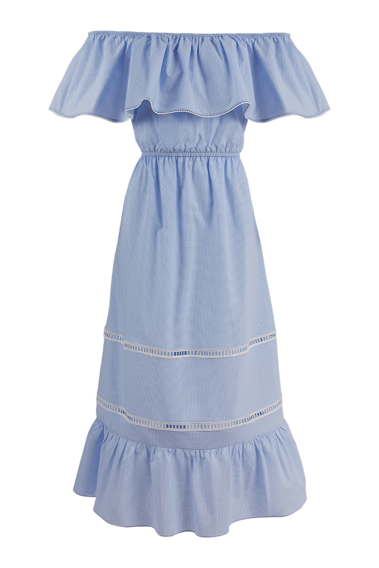 OFF-SHOULDER MIDI DRESS "CHRYSANTHI" SKY BLUE