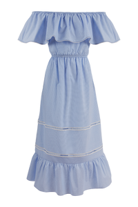 OFF-SHOULDER MIDI DRESS "CHRYSANTHI" SKY BLUE