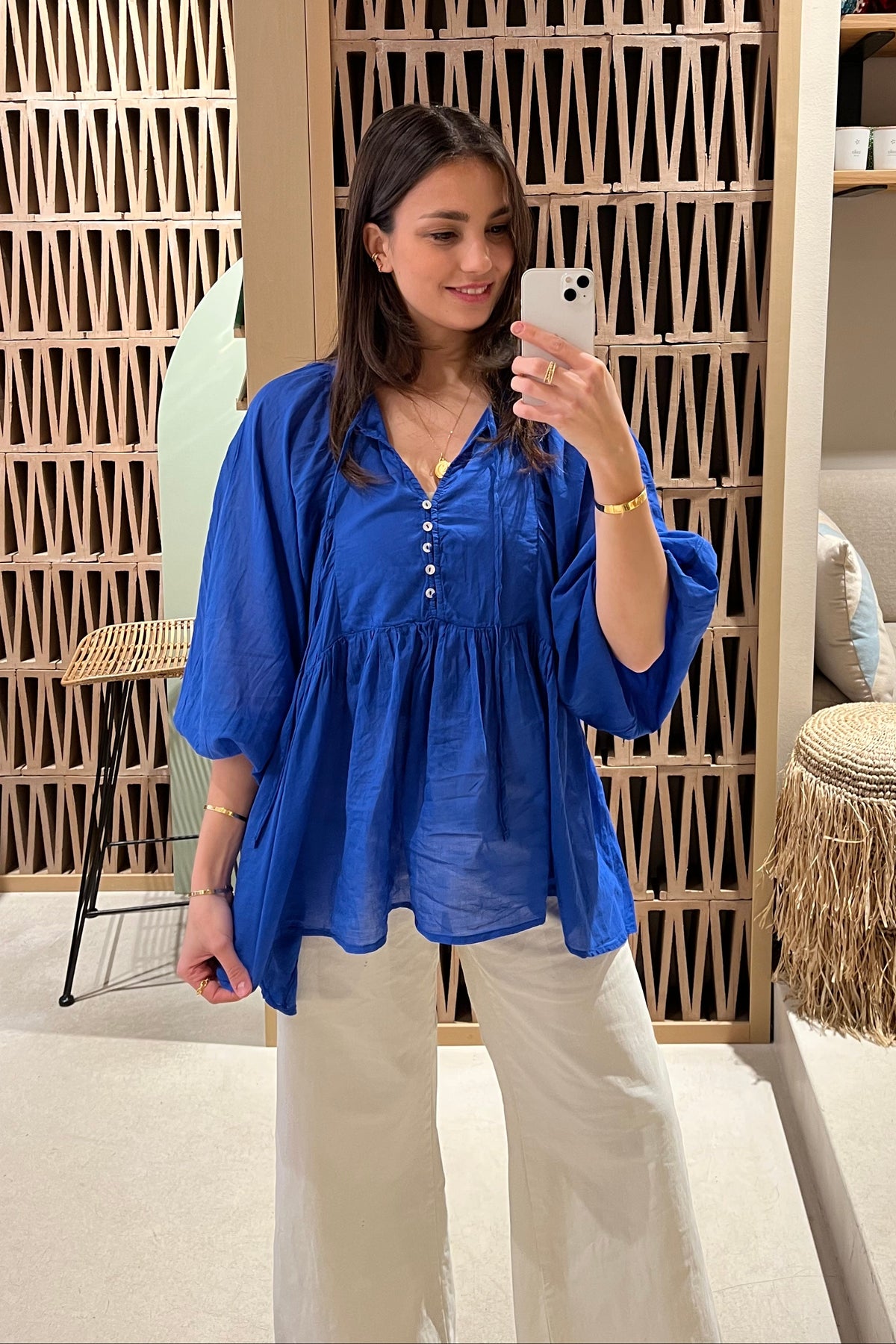 TUNIC BLOUSE "DAPHNE" BLUE