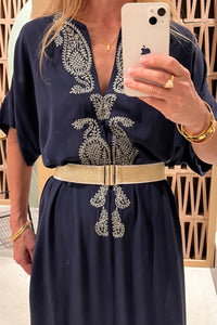 SLIM ELASTIC BELT “GOLD/WHITE GLITTER"