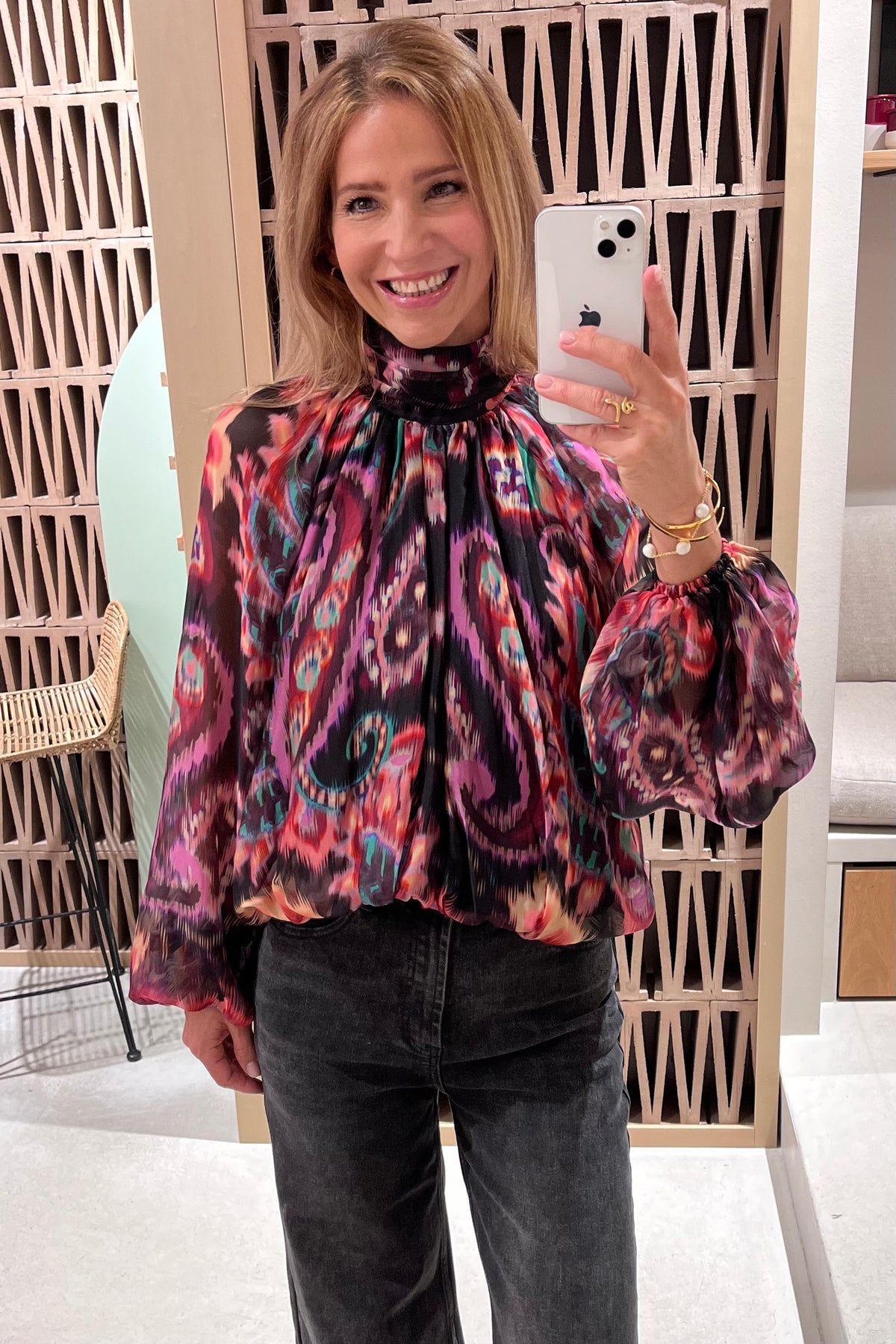 ECLECTIC BLOUSE "WINDFLOWER" BLACK/MULTICOLOR