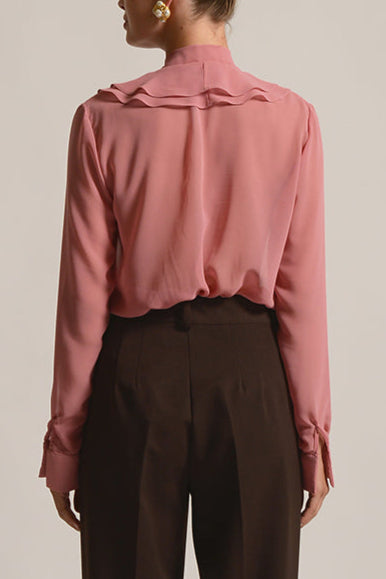 CHIFFON BLOUSE WITH VOLANTS "VALENTINA" DUSTY PINK