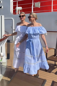 OFF-SHOULDER MIDI DRESS "CHRYSANTHI" SKY BLUE