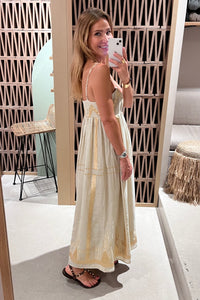 STRAPPY RAMIE MIDI DRESS "ROOTS" SAND/GOLD