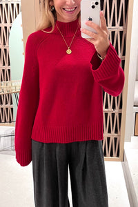 ALPACA PULLOVER WITH WIDE SLEEVES RED