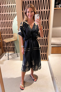 OVERSIZED KAFTAN DRESS "ROOTS" BLACK/GOLD