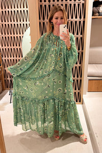 LONG TRANSPARENT CHIFFON DRESS "SUEZ" GREEN
