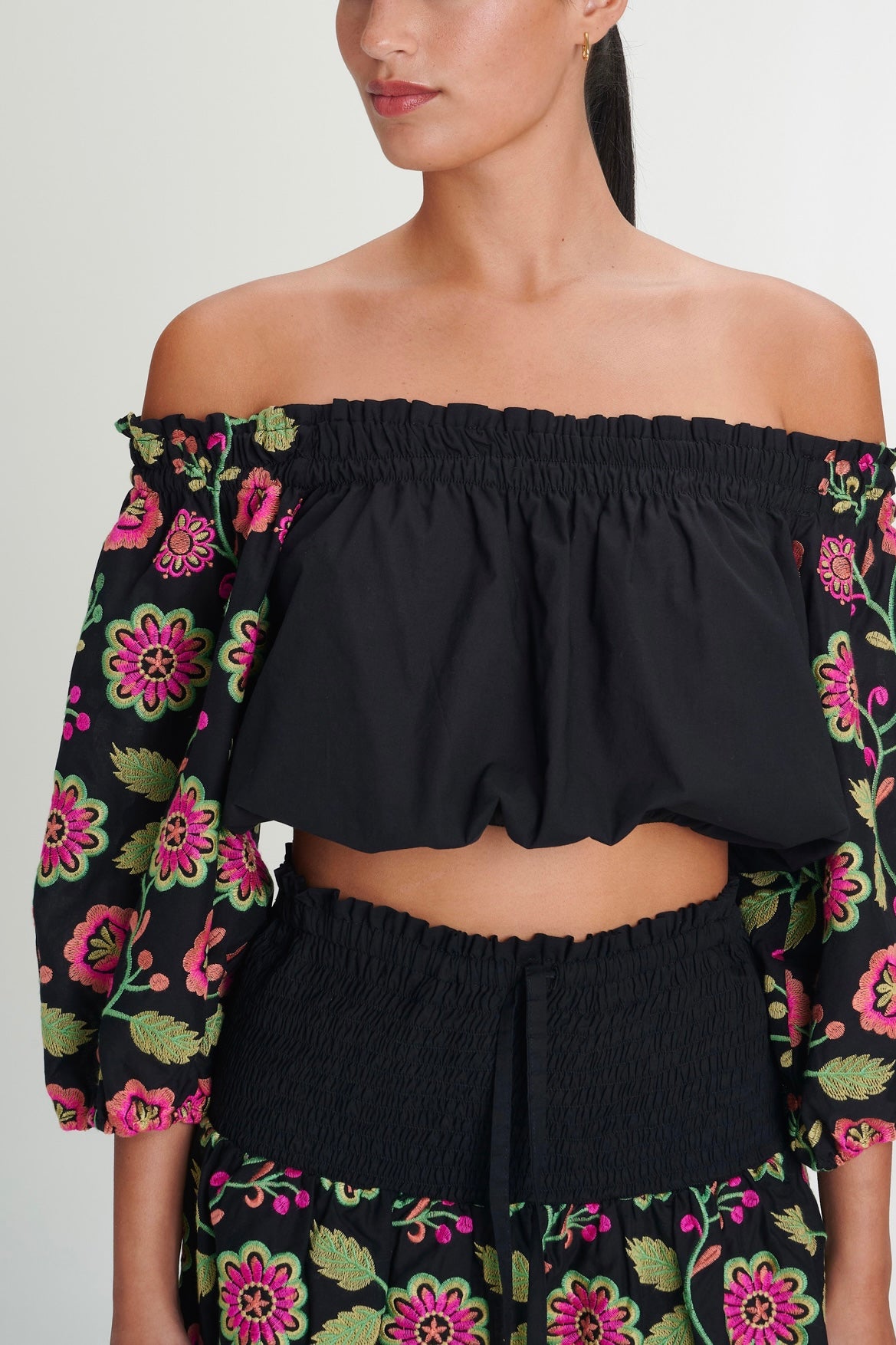 EMBROIDERED TOP "DAHLIA" MULTICOLOR