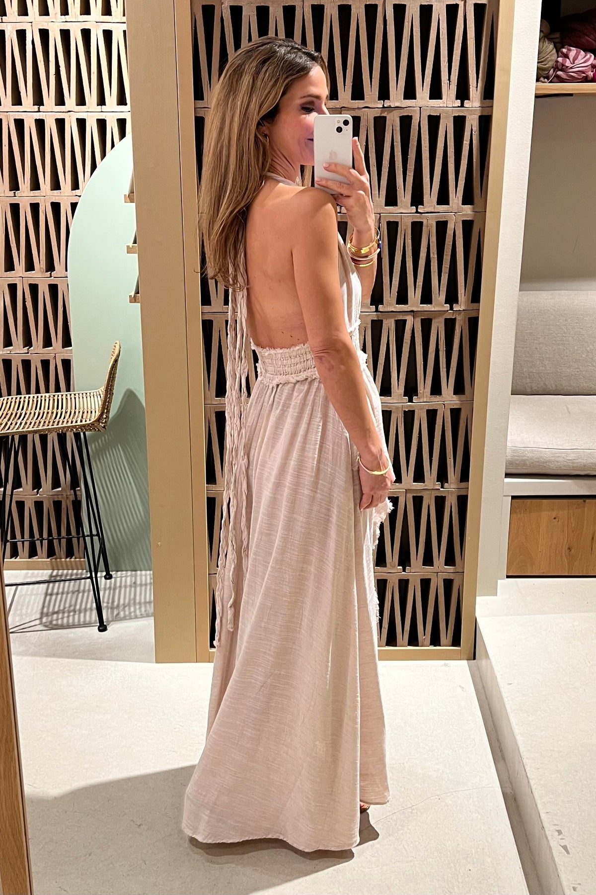 LONG SLITTED NECKHOLDER DRESS "MALIA" DUSTY PINK