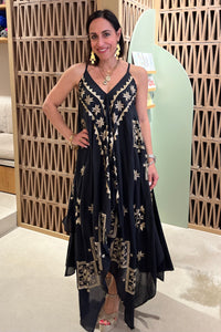 STRAPPY ASYMMETRICAL DRESS "LEFKADA" BLACK/GOLD