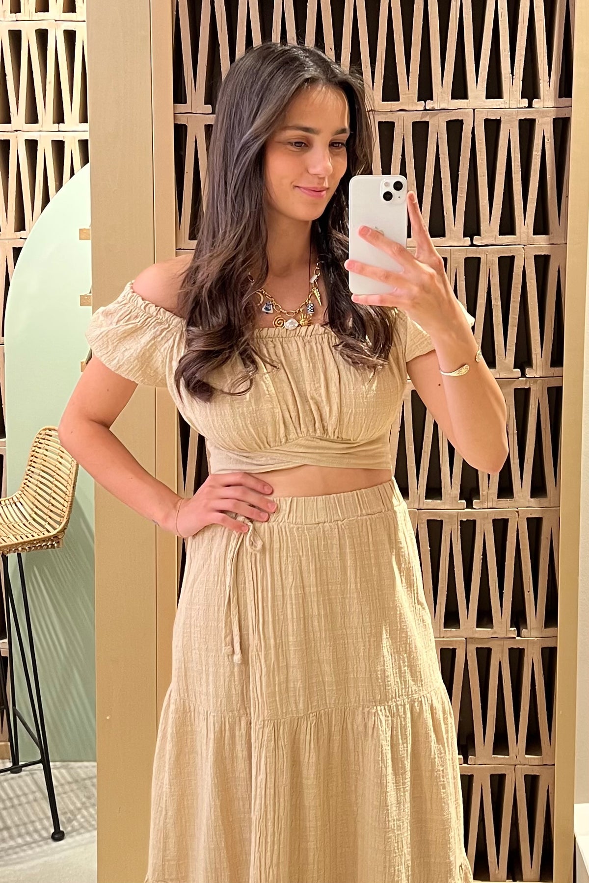 MUSSELINE CROP TOP "PATMOS" BEIGE