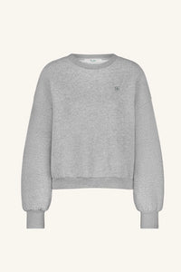 OVERSIZED COTTON SWEATER "LUCKY" GREY/METALLIC GREEN