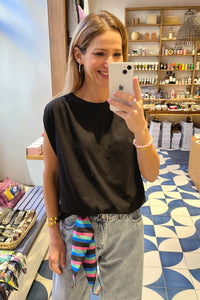 OVERSIZED SLEEVELESS COTTON TOP "ISABEL" BLACK