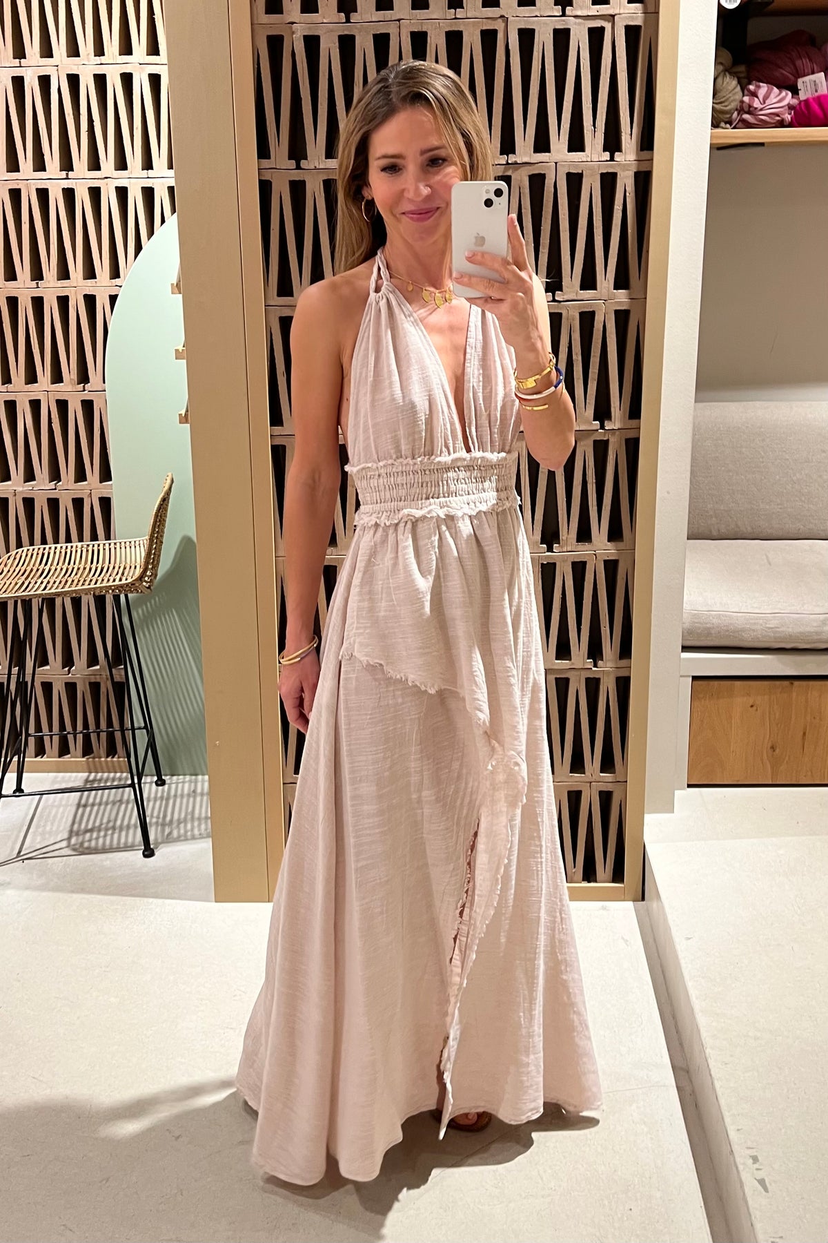 LONG SLITTED NECKHOLDER DRESS "MALIA" DUSTY PINK