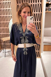 BROAD ELASTIC BELT “WHITE/GOLD GLITTER"