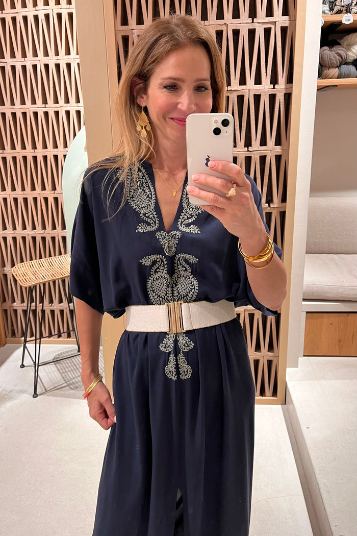 BROAD ELASTIC BELT “WHITE/GOLD GLITTER"