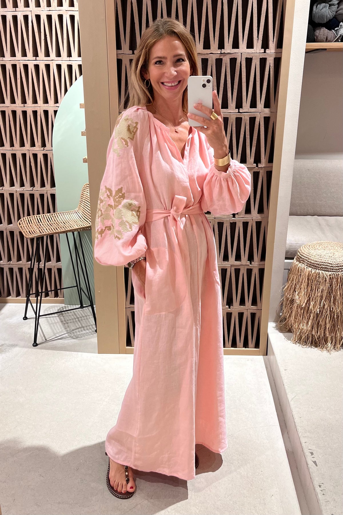 LINEN DRESS "FLEUR" ROSE