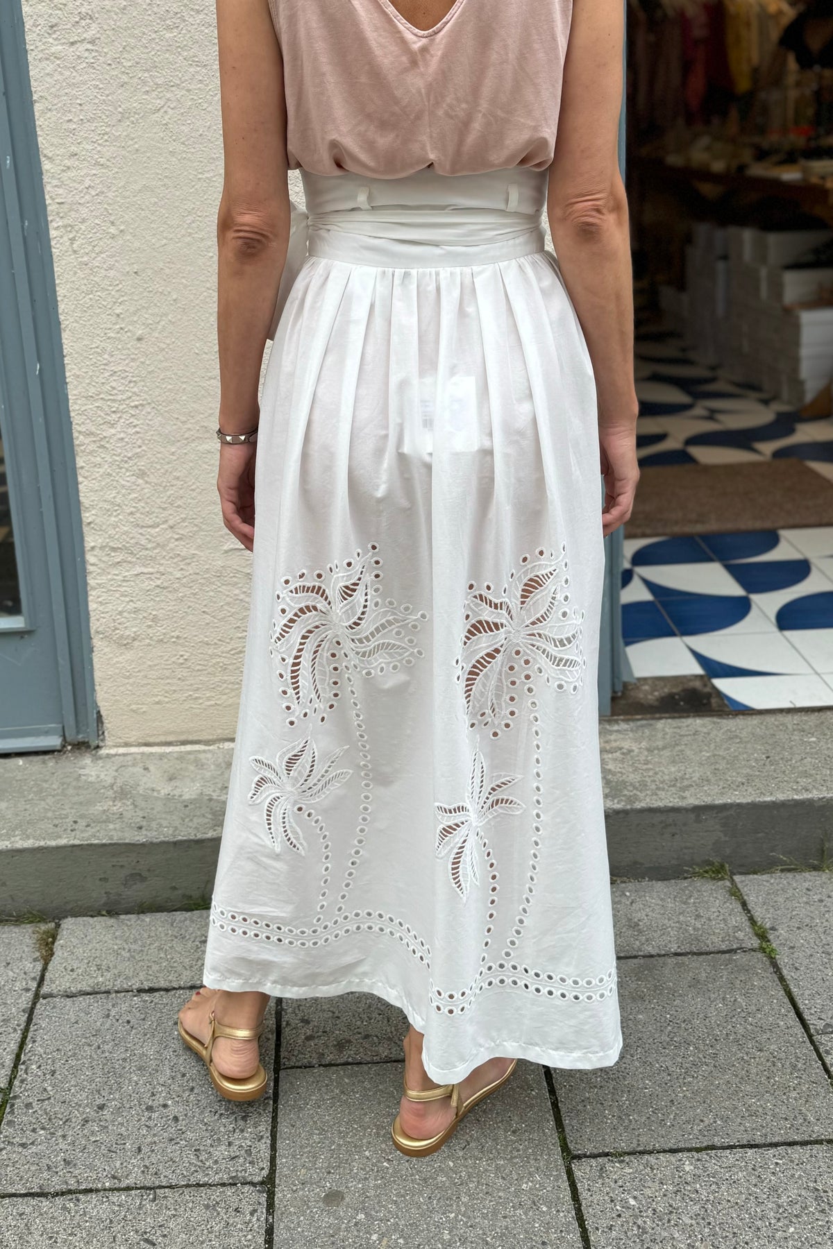 EMBROIDERED MIDI SKIRT "PALM SPRINGS"