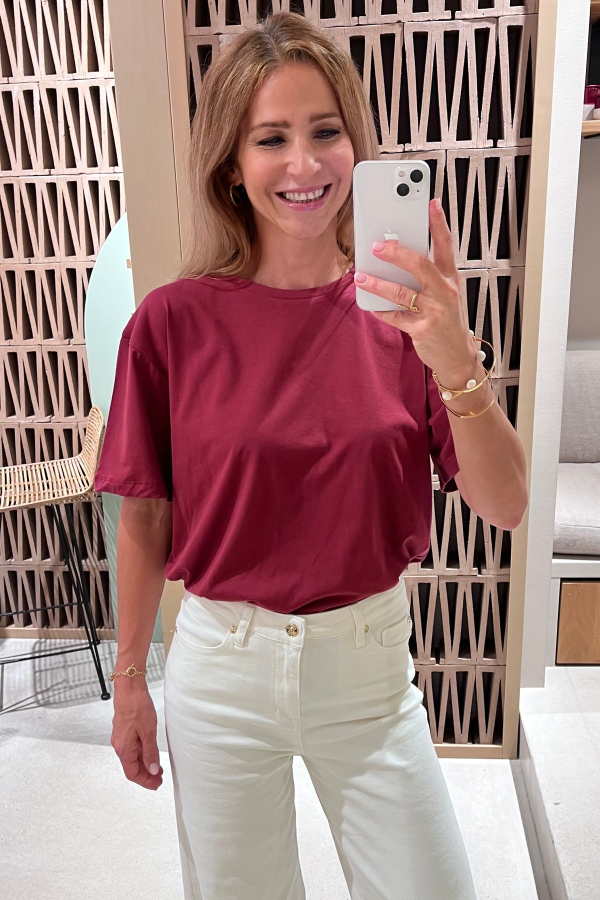 OVERSIZED ORGANIC COTTON T-SHIRT BORDEAUX